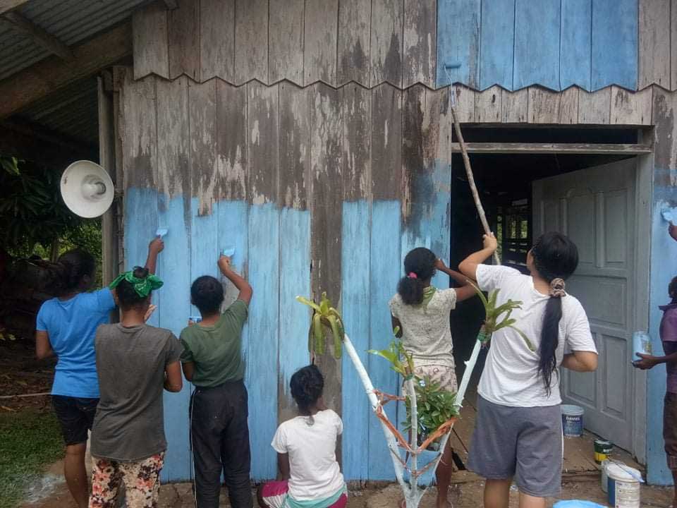 Group paining the multi-purpose building