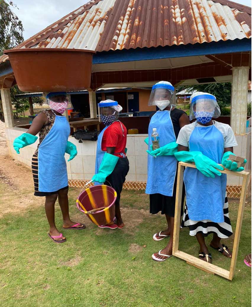 Some girls in the soap making project