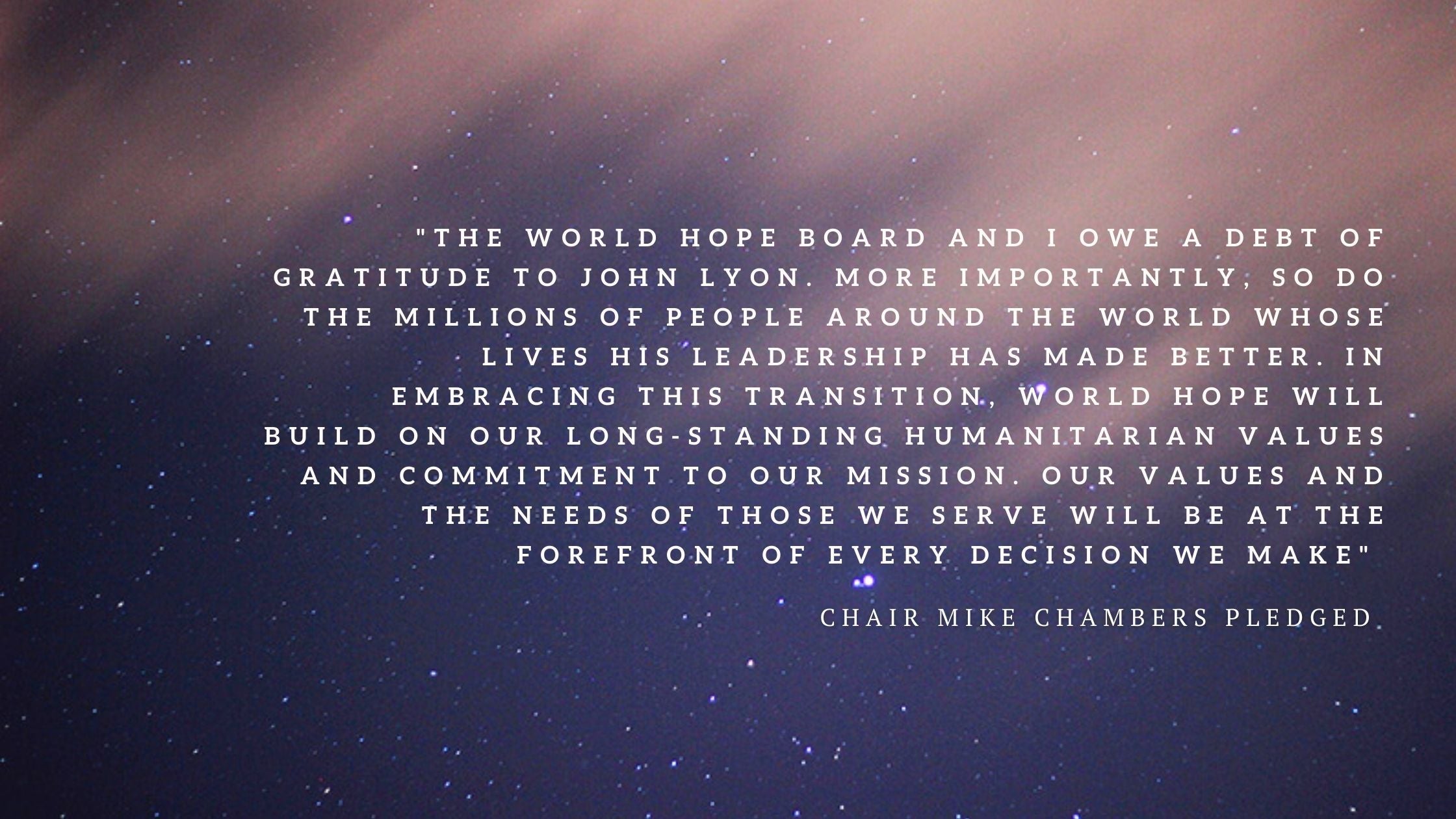 Leadership Transition | World Hope International
