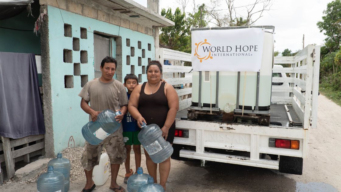 Distributing clean water to families