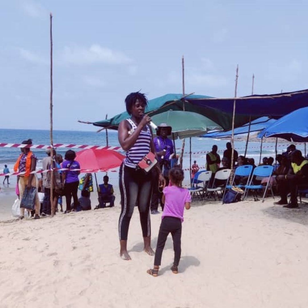 Mother with ETC child at enjoying Beach Day