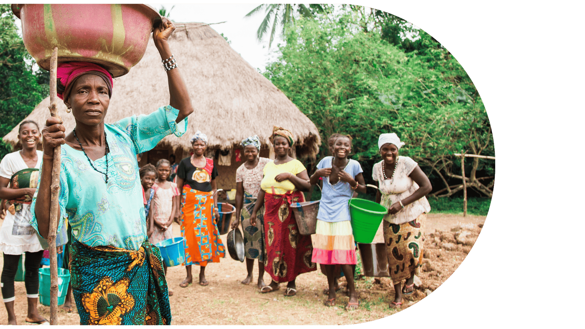 Village women carrying water